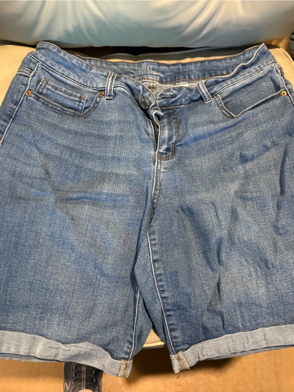 Time and Tru Light Blue Boyfriend Denim Shorts